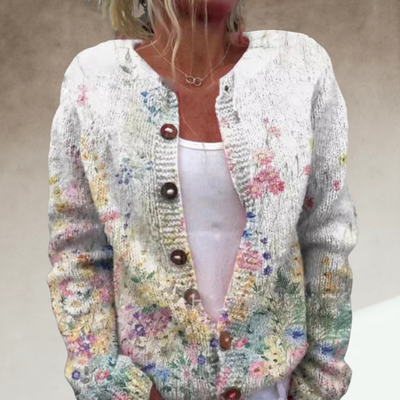 Lila Soft Floral Elegant Cardigan
