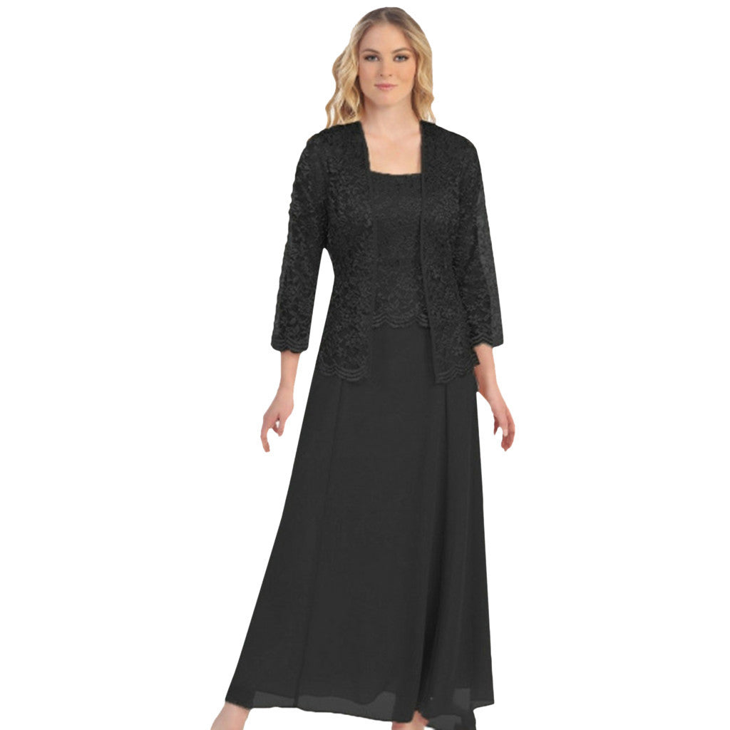 Seraphina – Two-Piece Lace Cardigan & Chiffon Long Dress