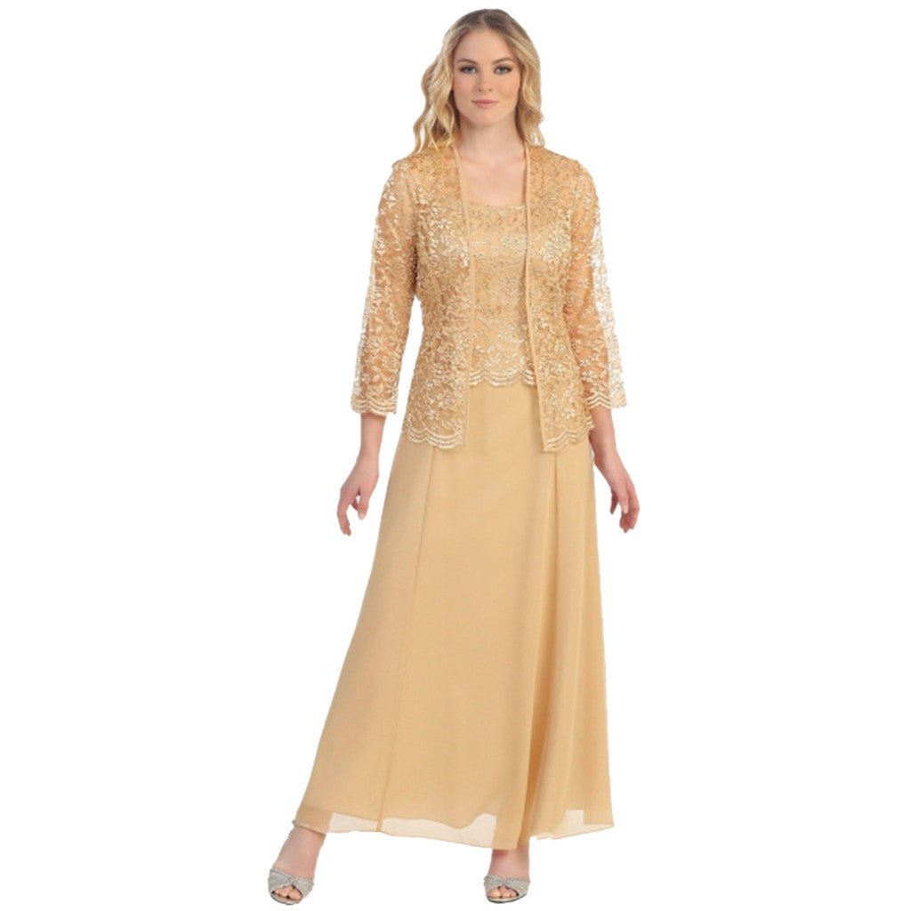 Seraphina – Two-Piece Lace Cardigan & Chiffon Long Dress