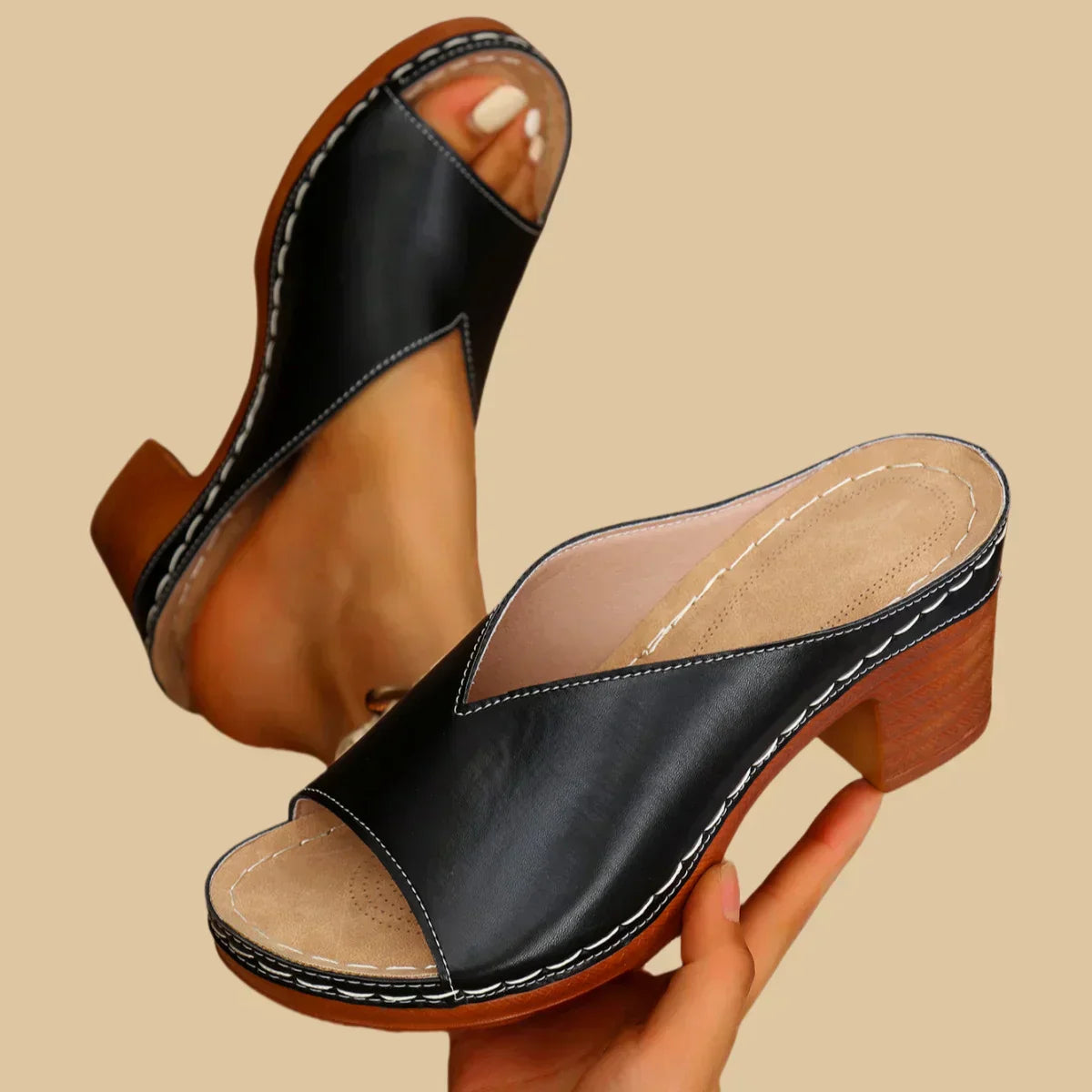 Navy™ Orthopedic Thick Heel Sandals