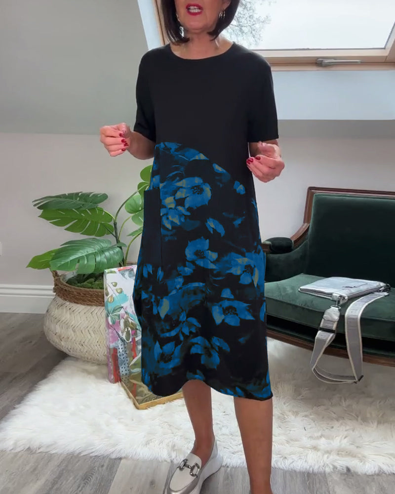 Maya | Casual dress with round neckline and floral print