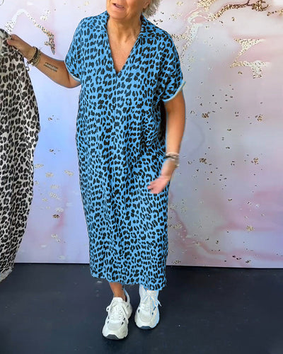 Evie | Short-sleeved dress with leopard print