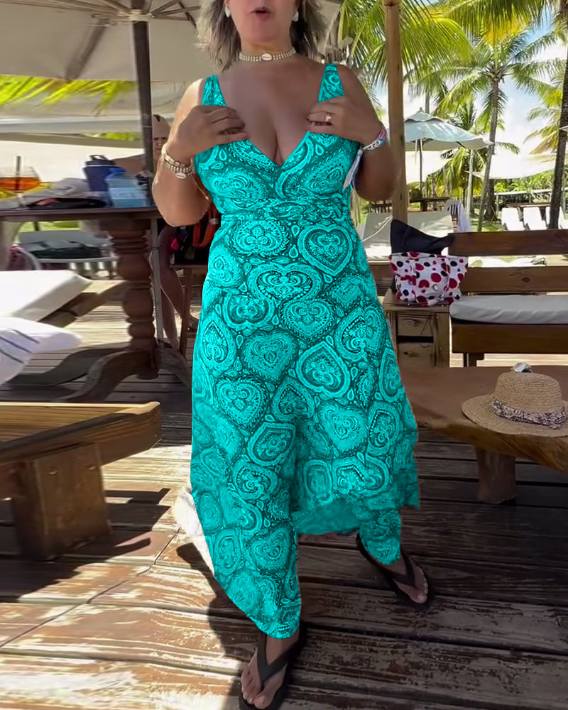 Emma | Strapless Heart Vacation Print Swimsuit
