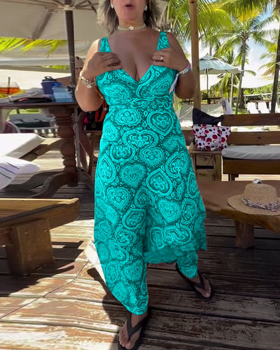 Emma | Strapless Heart Vacation Print Swimsuit