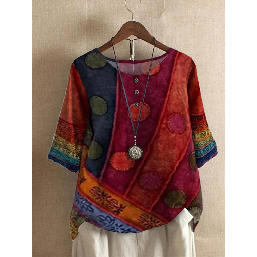 Laoise |  Comfortable Colorful Top With Half Sleeves