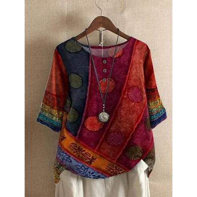Laoise |  Comfortable Colorful Top With Half Sleeves