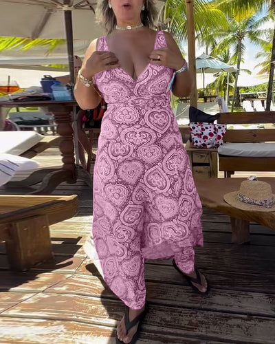Emma | Strapless Heart Vacation Print Swimsuit
