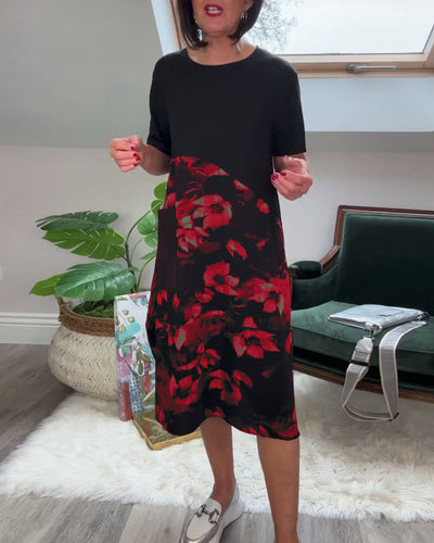 Maya | Casual dress with round neckline and floral print