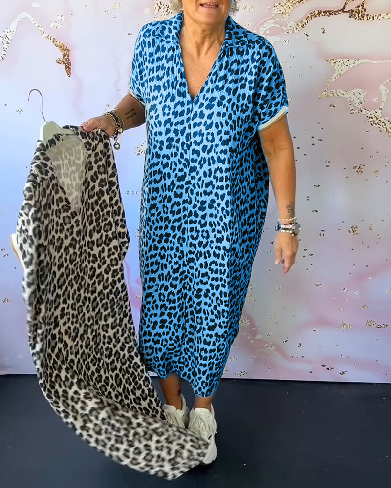 Evie | Short-sleeved dress with leopard print
