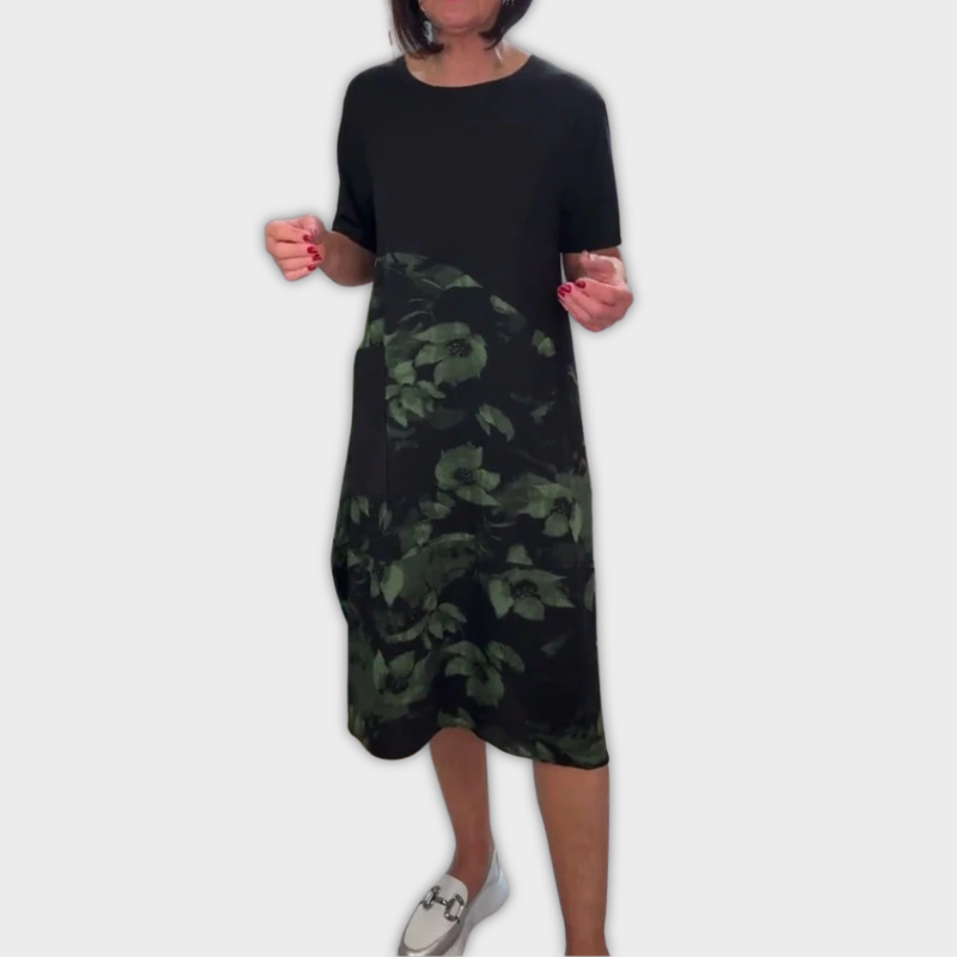 Maya | Casual dress with round neckline and floral print