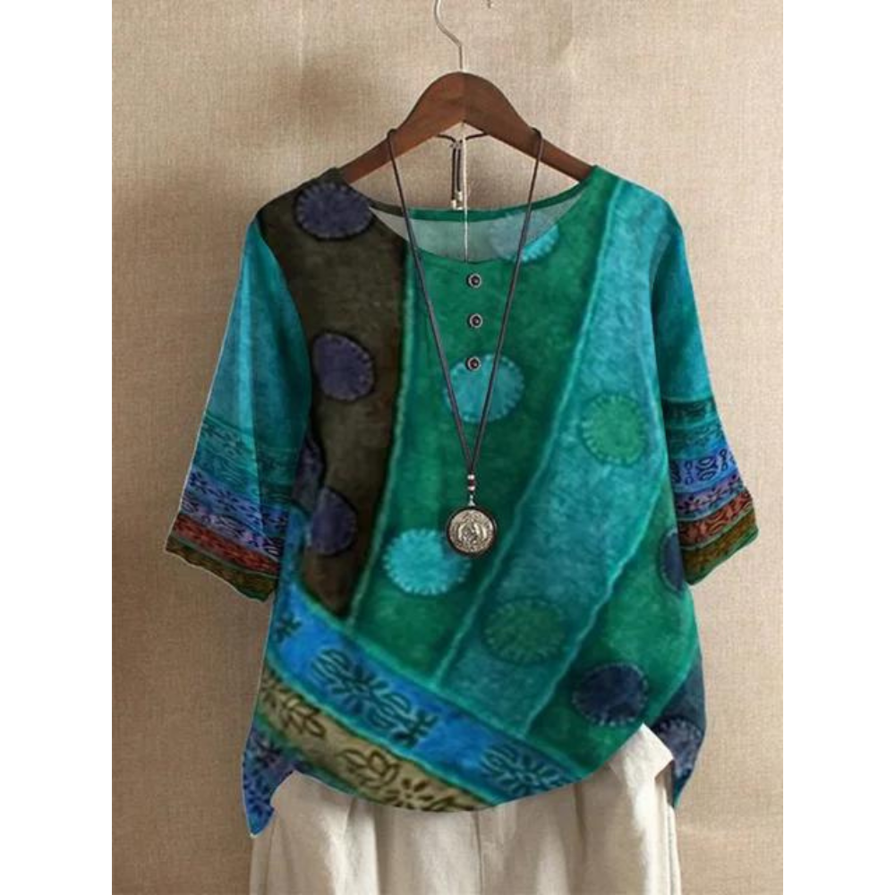 Laoise |  Comfortable Colorful Top With Half Sleeves