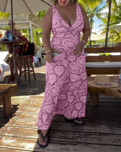 Emma | Strapless Heart Vacation Print Swimsuit