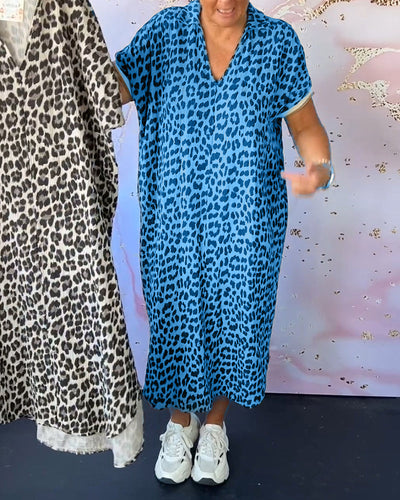 Evie | Short-sleeved dress with leopard print