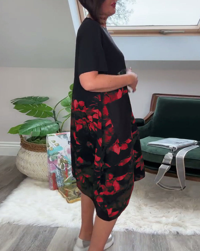 Maya | Casual dress with round neckline and floral print