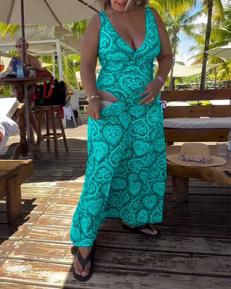 Emma | Strapless Heart Vacation Print Swimsuit