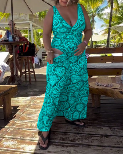 Emma | Strapless Heart Vacation Print Swimsuit