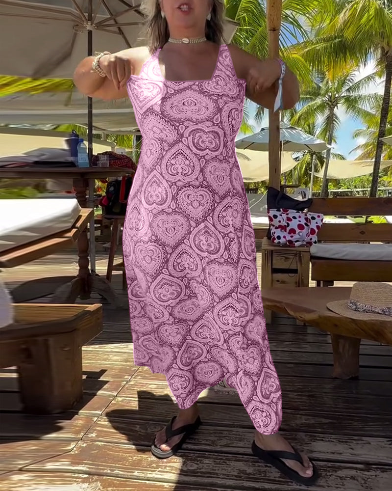 Emma | Strapless Heart Vacation Print Swimsuit