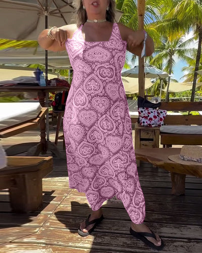 Emma | Strapless Heart Vacation Print Swimsuit