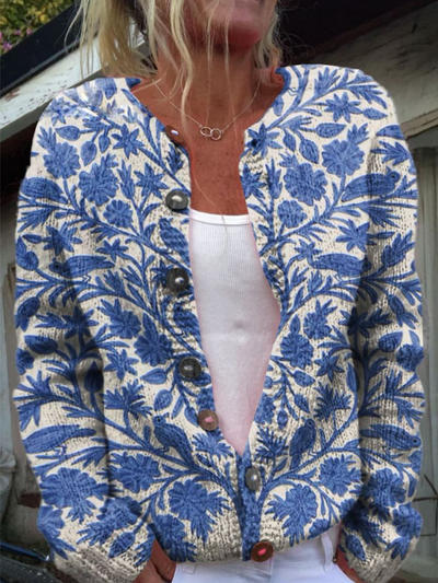 Lila Soft Floral Elegant Cardigan