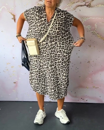 Evie | Short-sleeved dress with leopard print