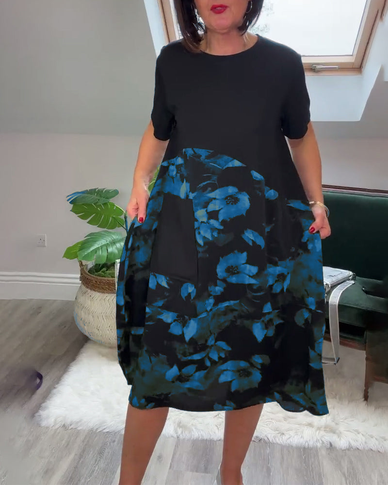 Maya | Casual dress with round neckline and floral print
