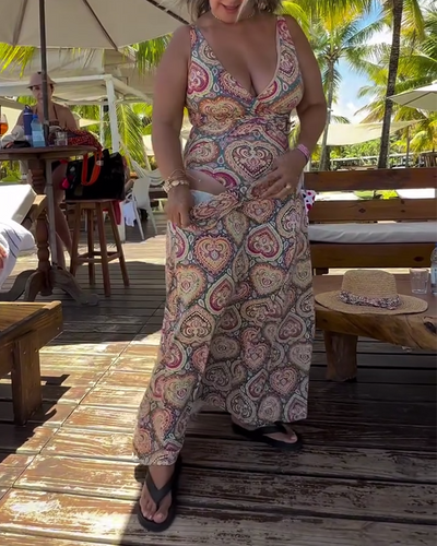 Emma | Strapless Heart Vacation Print Swimsuit