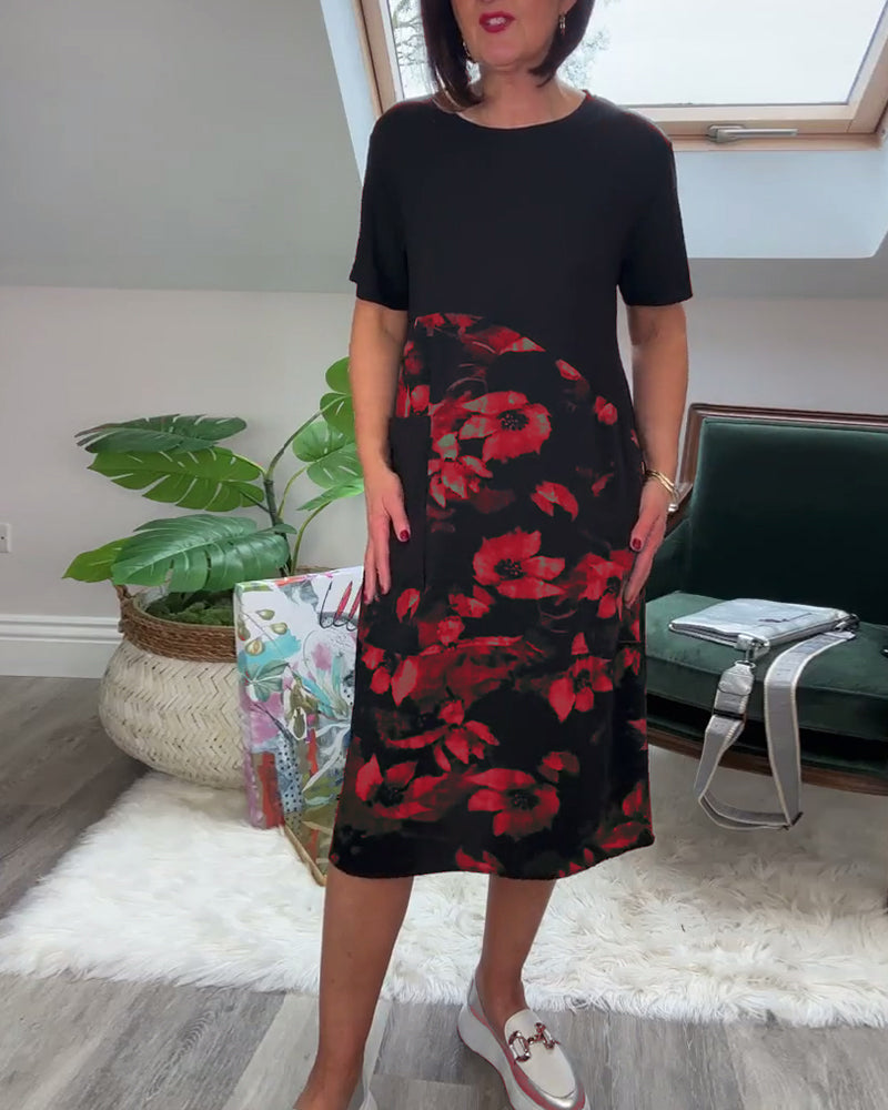 Maya | Casual dress with round neckline and floral print