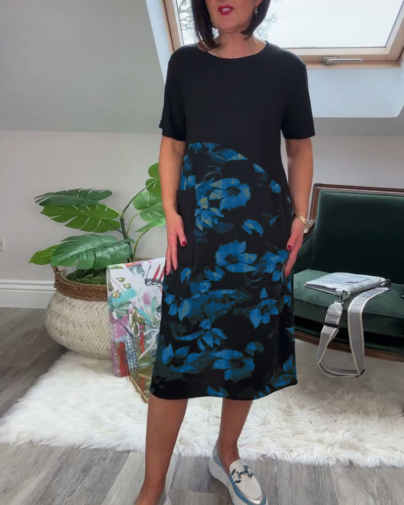 Maya | Casual dress with round neckline and floral print