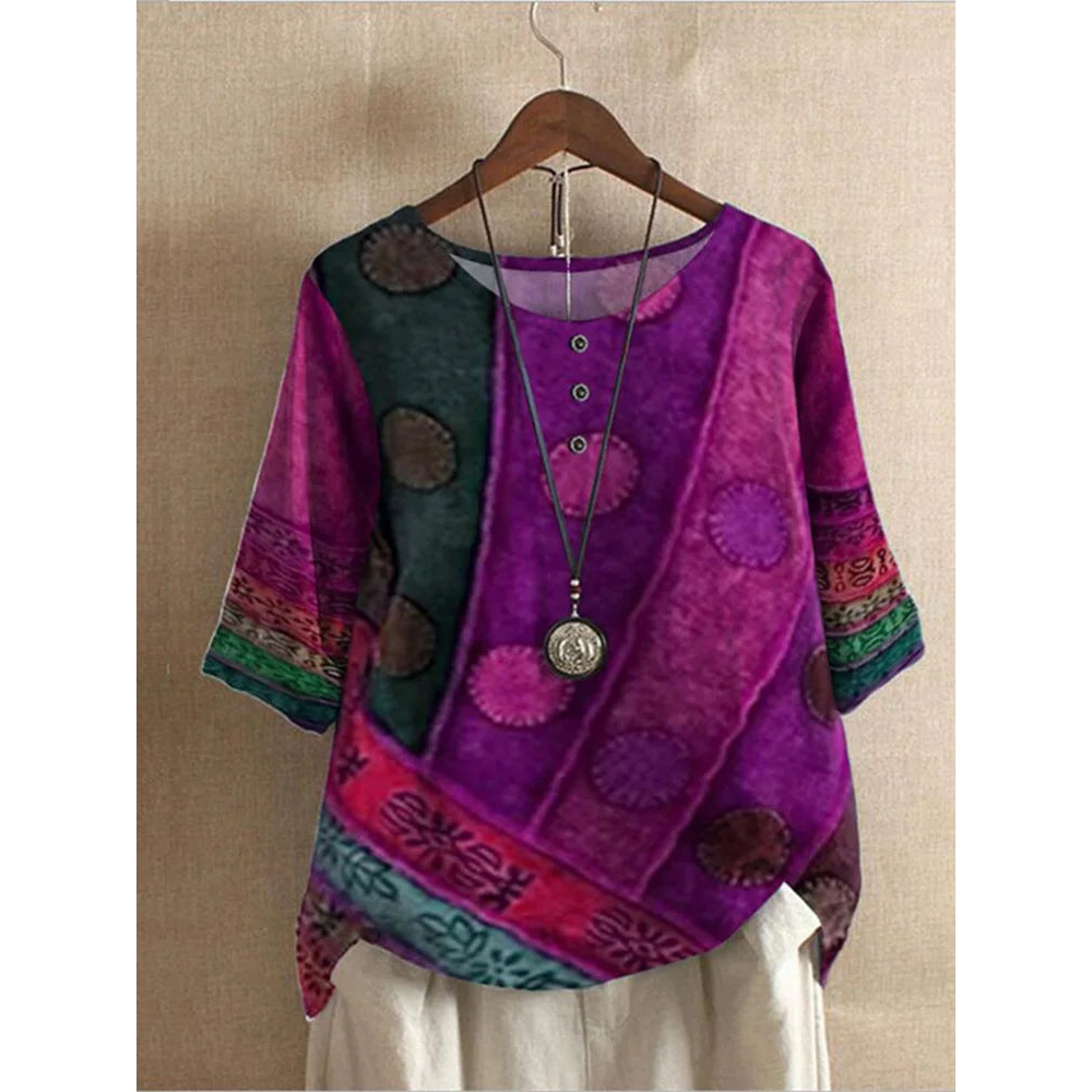 Laoise |  Comfortable Colorful Top With Half Sleeves