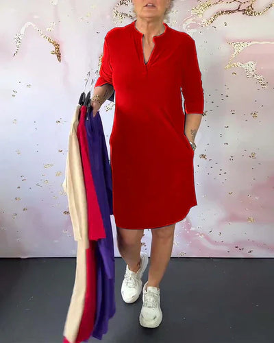Alinta™ Solid V-Neck Dress