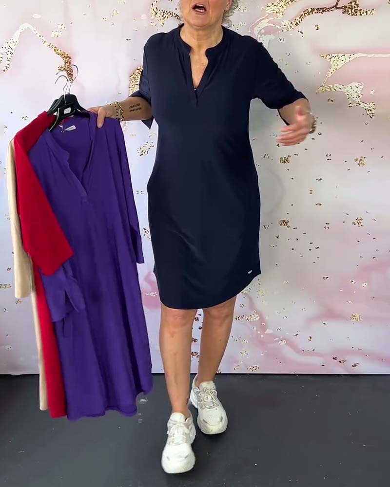 Alinta™ Solid V-Neck Dress