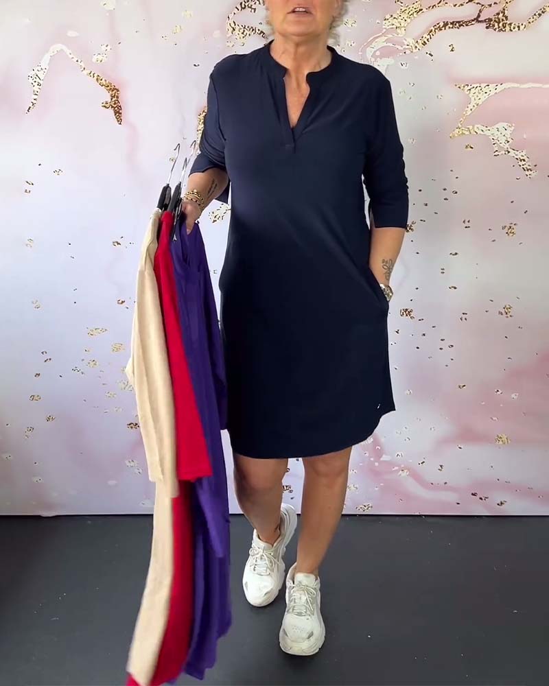 Alinta™ Solid V-Neck Dress