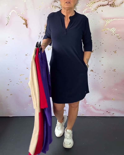 Alinta™ Solid V-Neck Dress