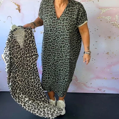 Evie | Short-sleeved dress with leopard print