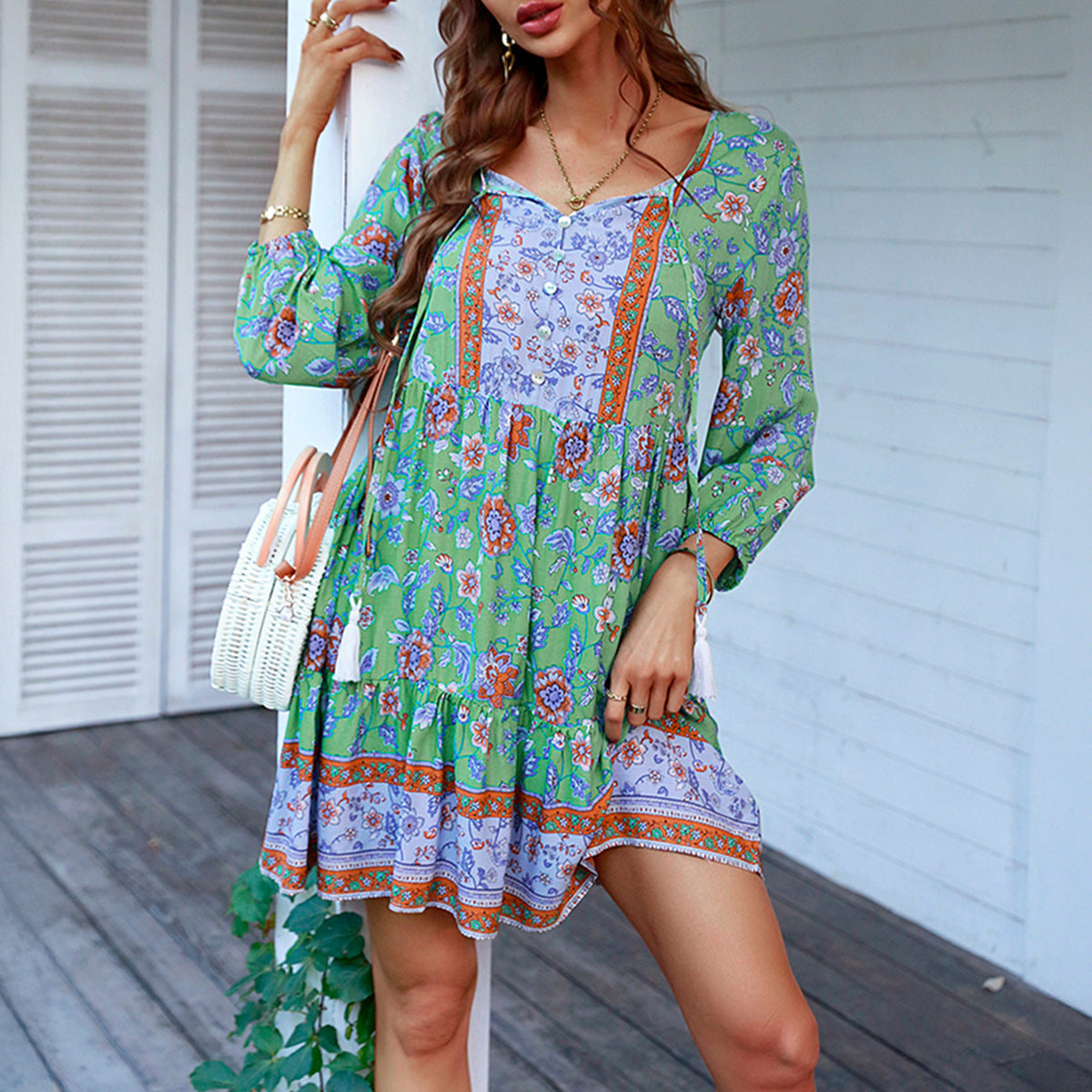 Mia | Boho Floral Mini Dress