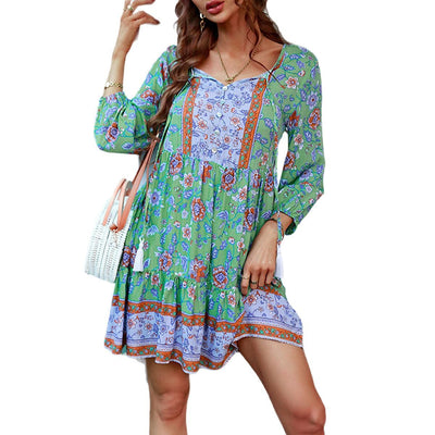 Mia | Boho Floral Mini Dress