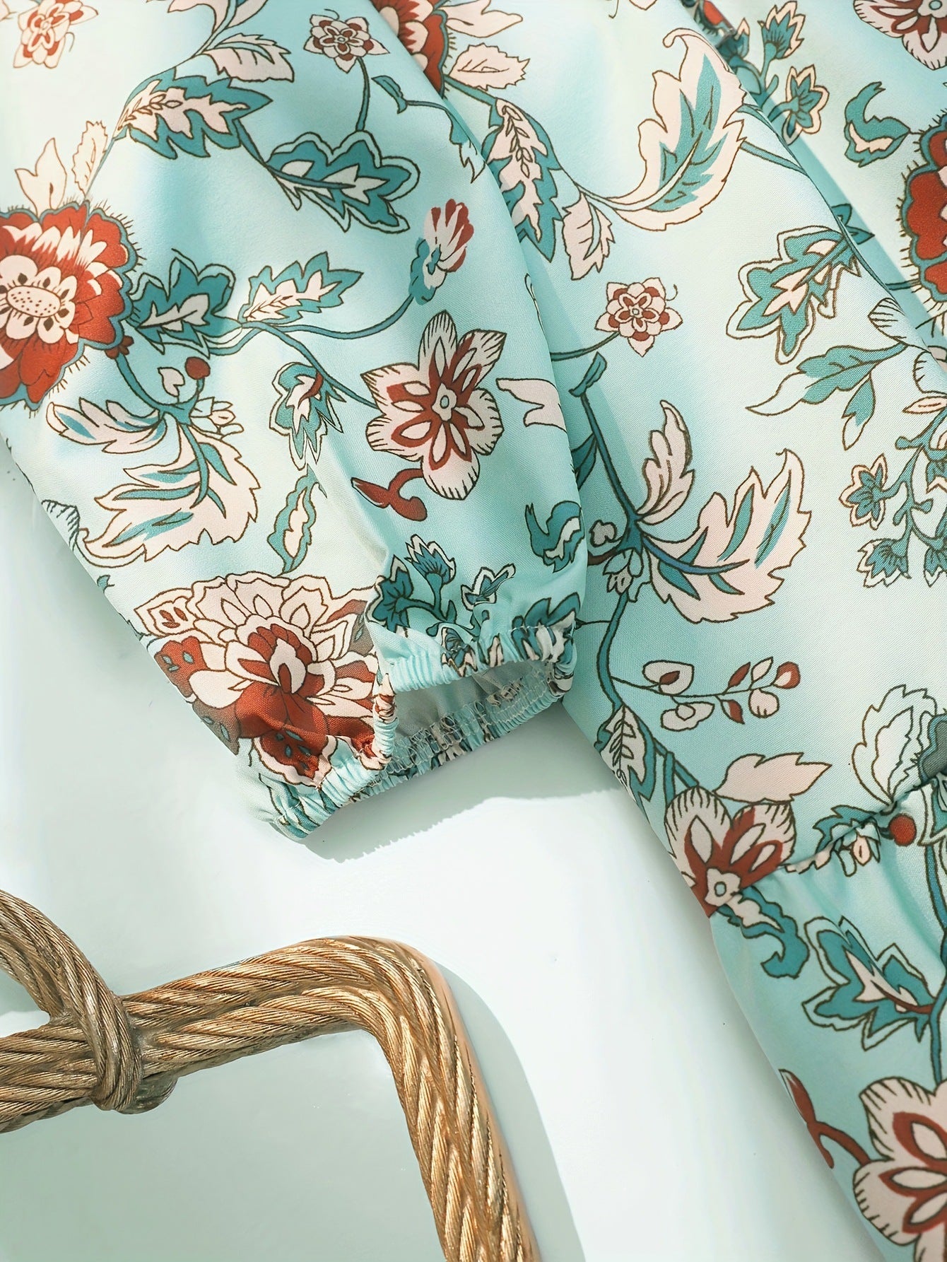 Tina | Boho Floral V Neck Dress with Lantern Sleeves
