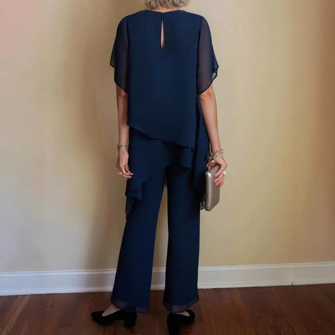 Selene | Elegant Chiffon Top & Pants Set