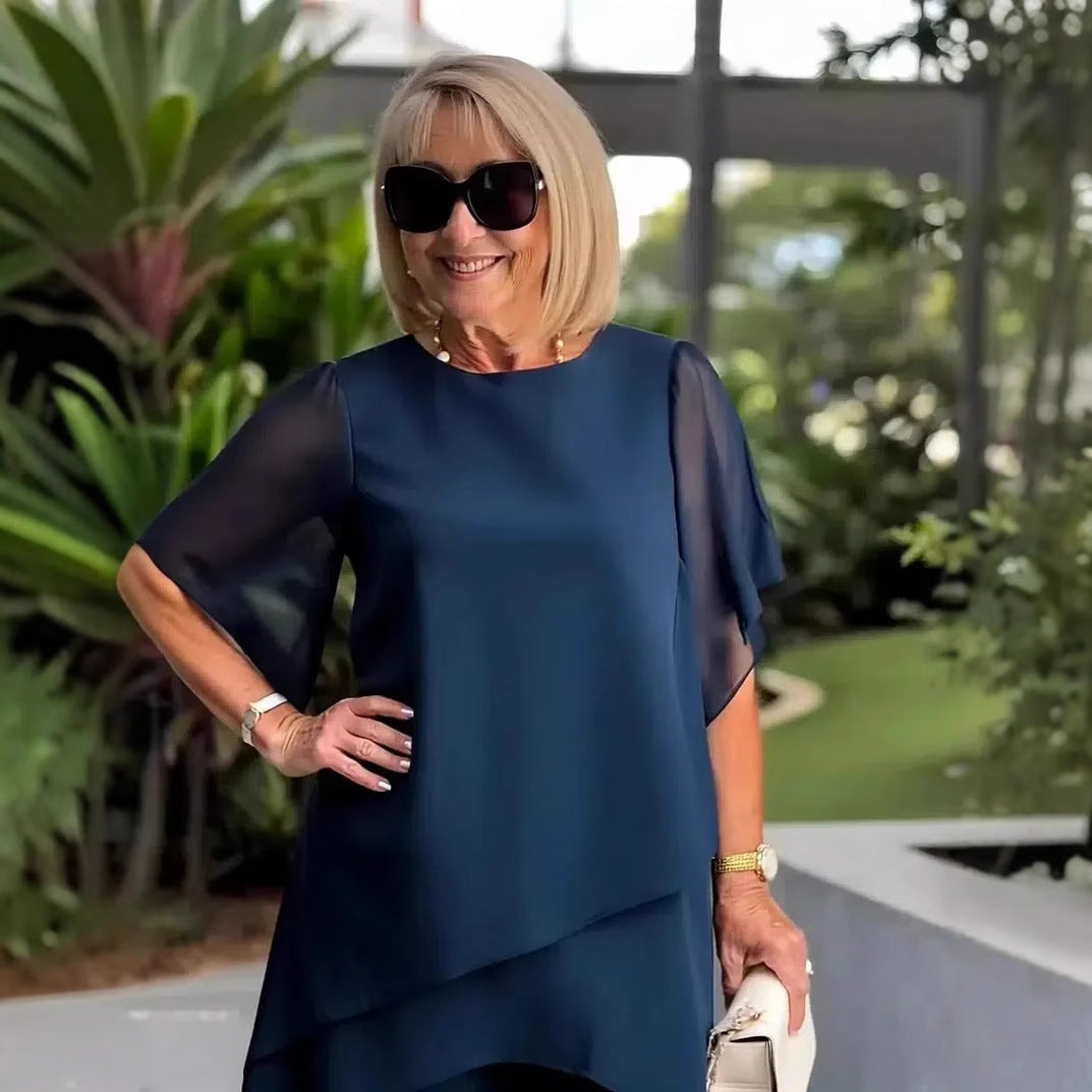 Selene | Elegant Chiffon Top & Pants Set