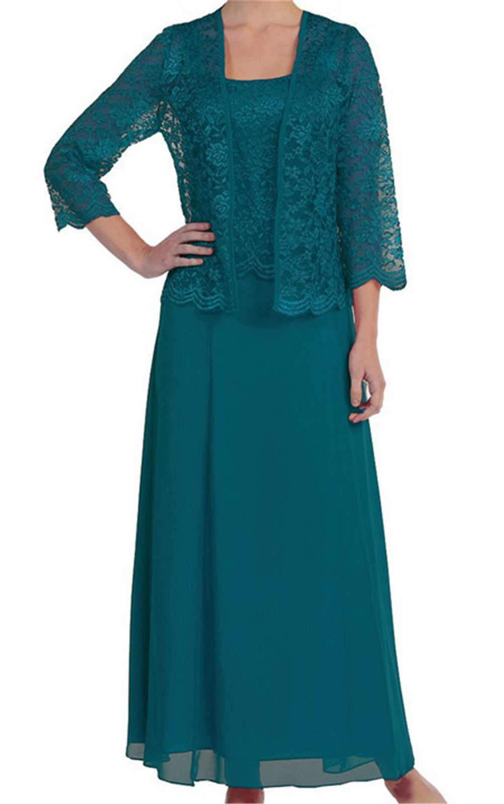 Seraphina – Two-Piece Lace Cardigan & Chiffon Long Dress