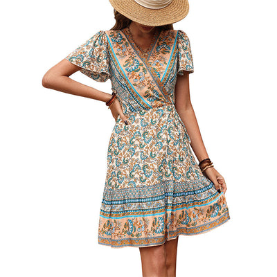 Mila | Boho Wrap Floral Mini Dress