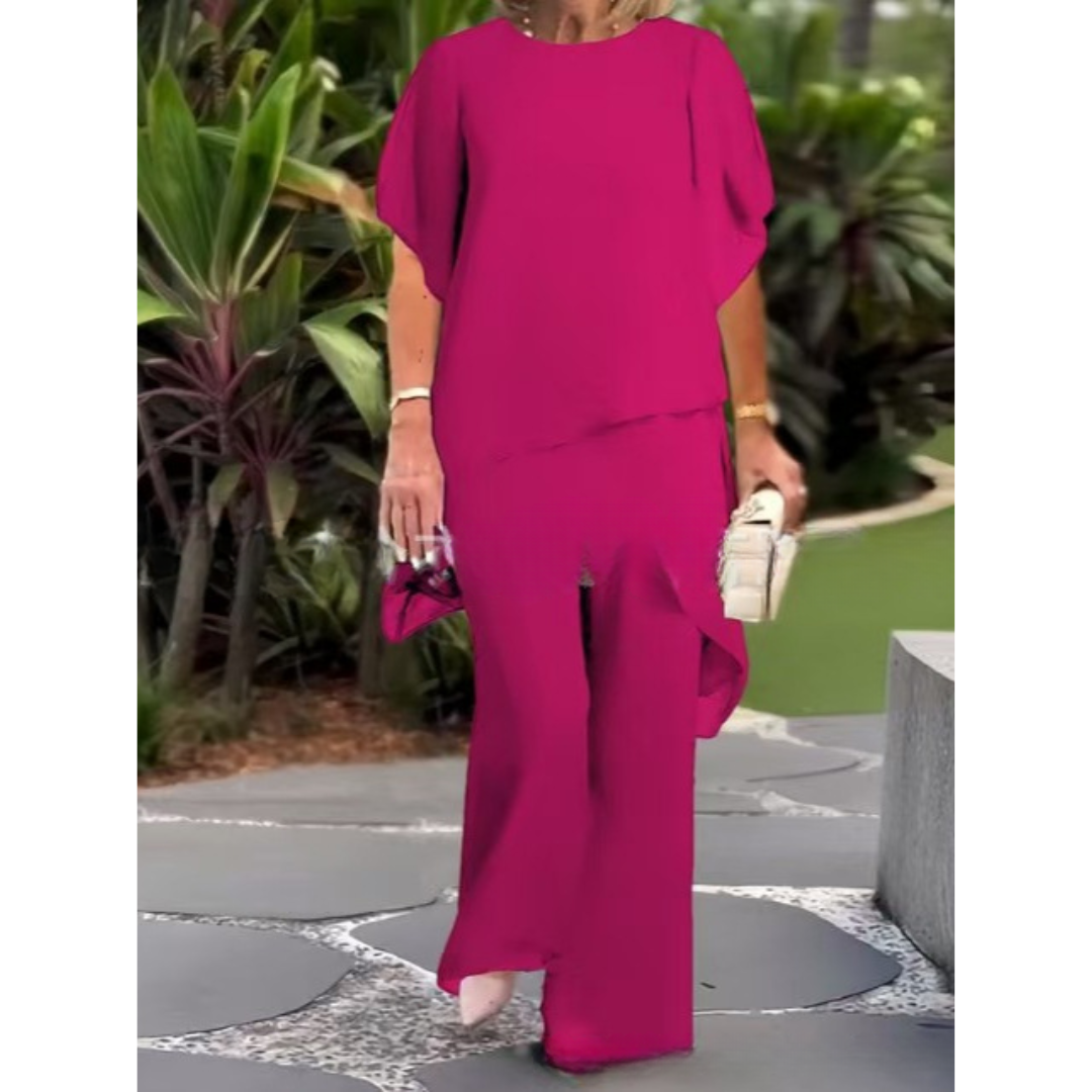 Selene | Elegant Chiffon Top & Pants Set