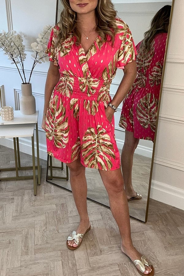 Carabella - Leafy Print Romper