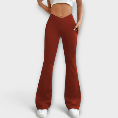 Loose trousers with flared legs