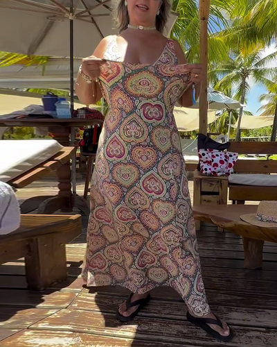 Emma | Strapless Heart Vacation Print Swimsuit