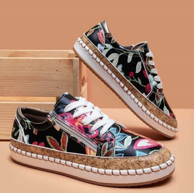 Oluchi  Floral Orthopedic Zipper Sneakers