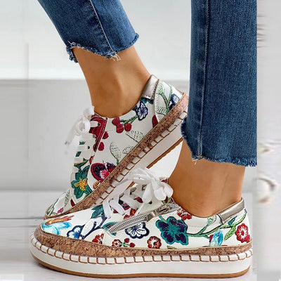 Oluchi  Floral Orthopedic Zipper Sneakers