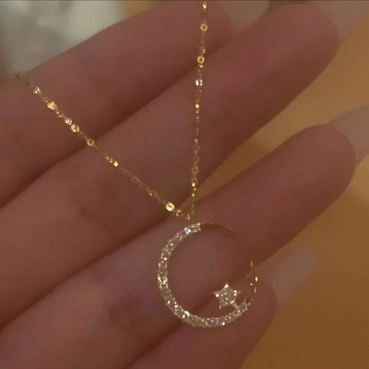 Bright Night | Golden Moon Star Necklace