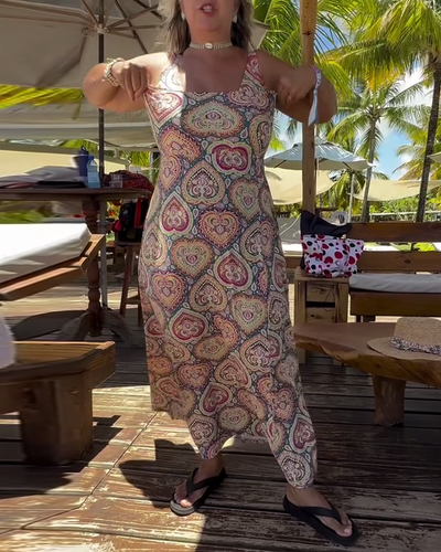 Emma | Strapless Heart Vacation Print Swimsuit