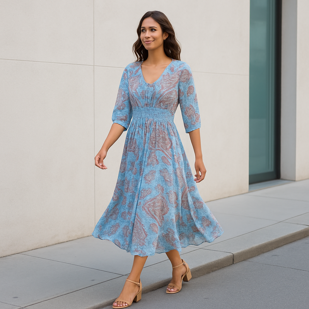Alira | V-Neck Seven Sleeve Dress